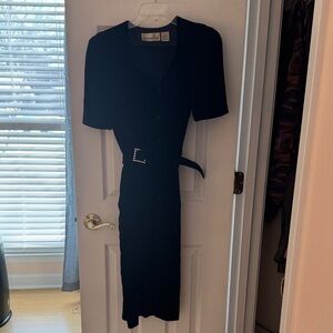 Liz Claiborne Black Midi Dress with Belt